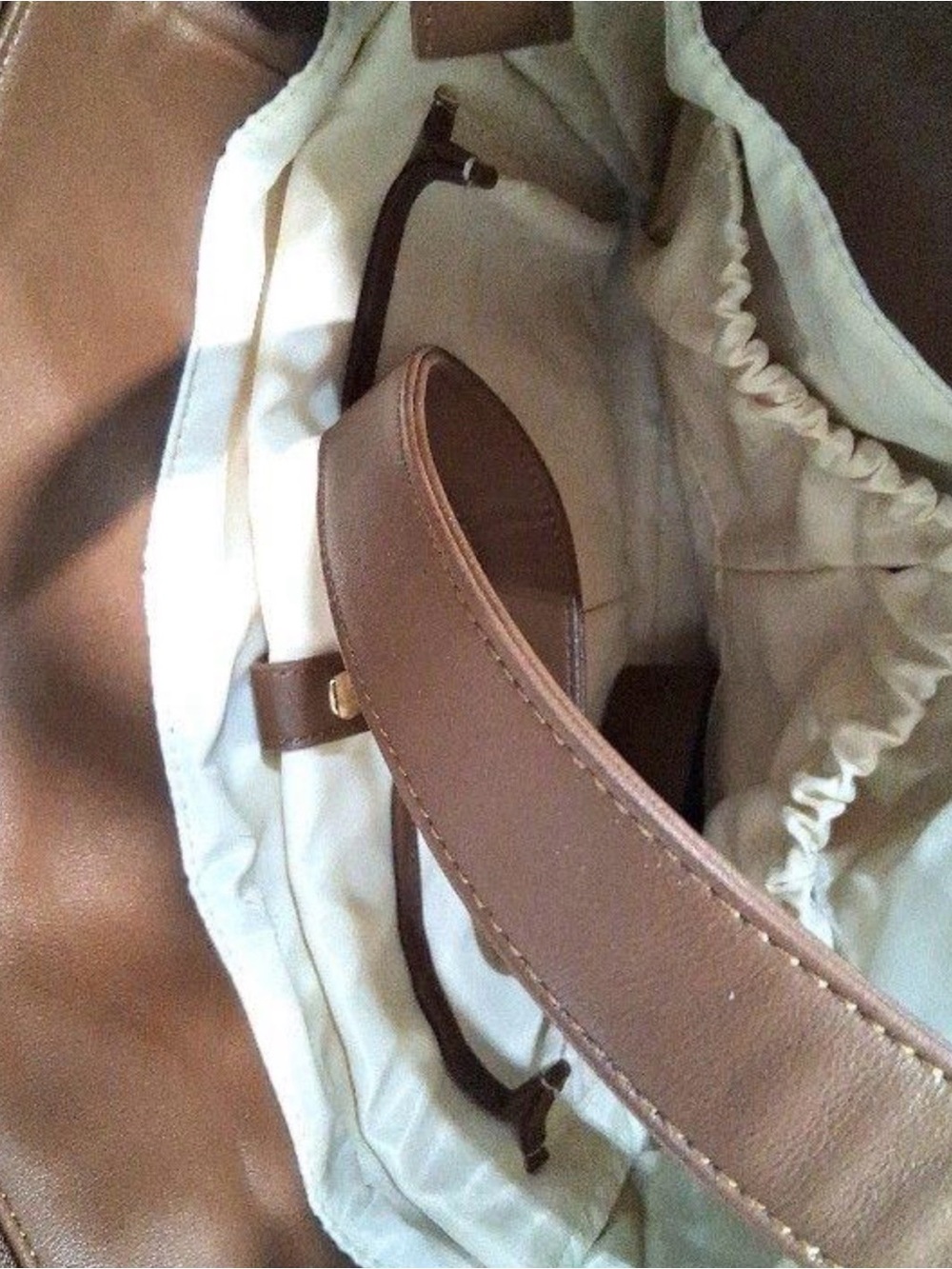 White Elm Mini Gemini Convertible Backpack Tote Bag-Coffee Brown w/cream lining! - Picture 13 of 13